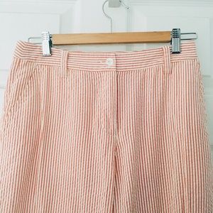 Tangerine and white seersucker flowy pants